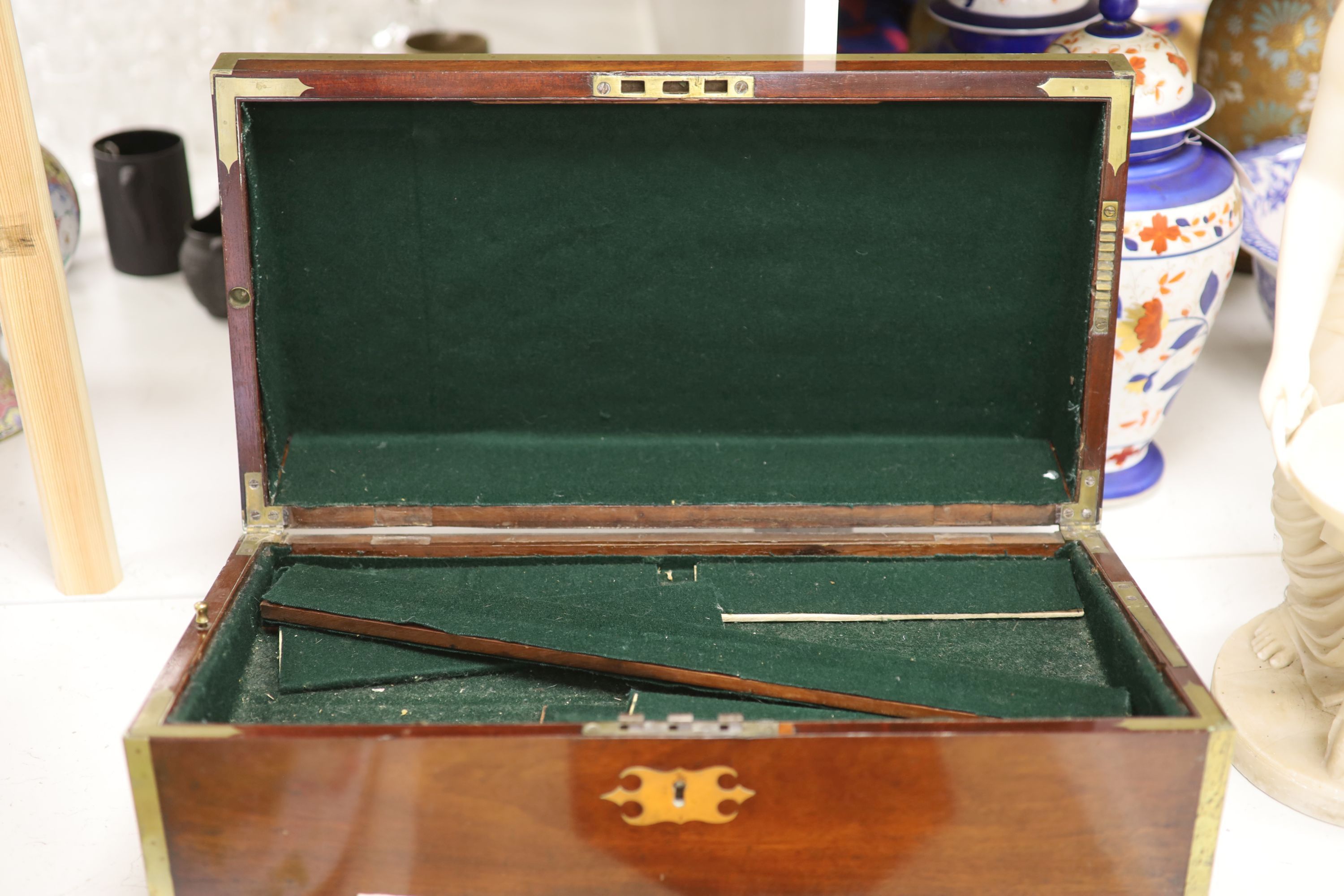A 19th century brass bound campaign writing slope, width 51cm height 18cm